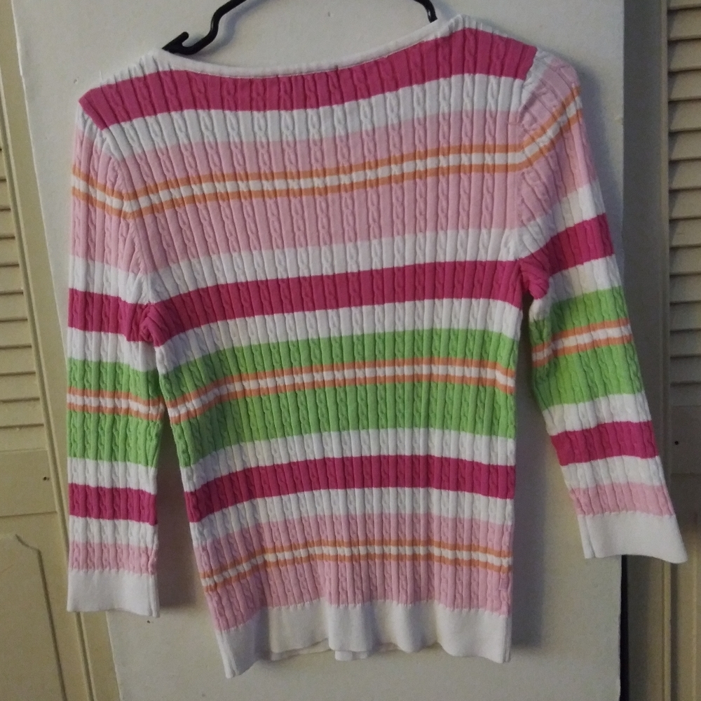 Chaps Striped Sweater Sz M - Picture 4 of 5